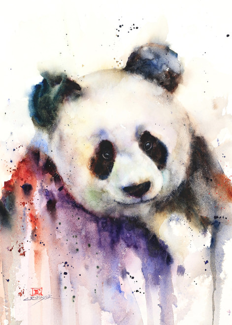 Set of (6) 'PANDA' 5 x 7" greeting cards from best-selling watercolor art by Dean Crouser. Blank inside, white envelope included and individually packaged in clear flap-seal bags. Buy additional sets and save!