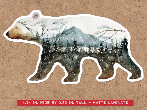 They're here! Super-high quality vinyl stickers featuring the art of Dean Crouser's best selling images. 

Set of (4) FOREST BEAR stickers.

Dean's stickers feature his best-selling art and are printed on a durable vinyl material with an additional UV laminate applied for even greater protection. Matte finish. They are colorfast, waterproof, and hold up well to the outdoor elements. Along with being printed in Oregon, both the base vinyl and laminate are manufactured here in the USA.

Stickers shown against a brown wood background for contrast. Sticker size shown at bottom of image. Stickers are of various sizes and shapes.

Simply leave the corresponding number to the stickers you want I'n a message at checkout. Thank you!

Copyright Dean Crouser ©