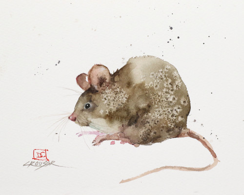 "LITTLE MOUSE" art from an original animal watercolor painting by Dean Crouser. Available in limited edition signed and numbered prints (edition size 400 prints), ceramic tiles and more.