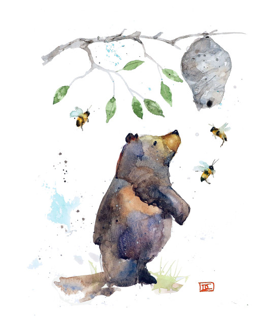 From Dean's children's book 'WONDER: A Bear's Journey', this is 'Bear & Beehive'. Available in limited edition prints which are signed and numbered by the artist, ceramic tiles and greeting cards. Enjoy!