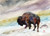 "LAST STAND" original buffalo watercolor painting by Dean Crouser. This original bison painting measures approximately 10-1/2" wide by 7-1/2" tall. Professionally packaged for safe shipping. Here's a great opportunity to own a DC original! Artist retains any and all rights to future use of this image. Thanks for looking!