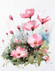 "COSMOS" watercolor wild flower art from an original floral painting by Dean Crouser (original has been sold). 

Available in a variety of mediums including limited edition prints that are signed and numbered by the artist, ceramic tiles and coasters, greeting cards and more.
Copyright Dean Crouser©
Thanks for looking