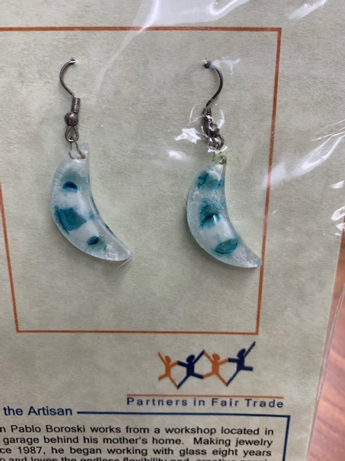 EARRINGS, FUSED GLASS, on Fair-Trade Card, Chile