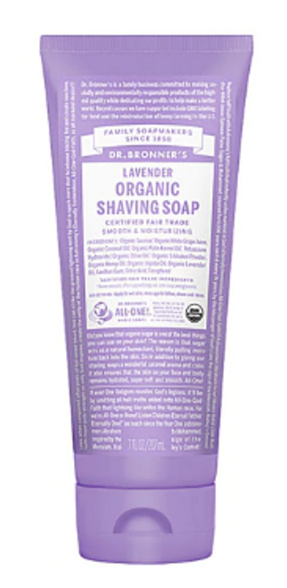 SHAVING SOAP, LAVENDER, Organic,  Dr. Bronner - F/T, 7 OZ
