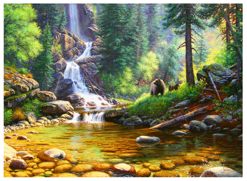 PUZZLE, QUIET REPOSE, (Bears, Summer Forest), Large Size Pieces, SunsOut - 500+ piece Jigsaw Puzzle