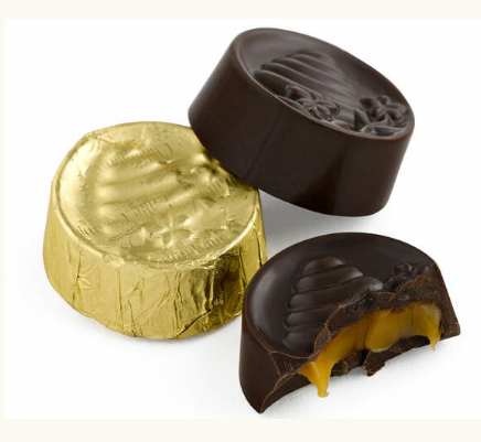 CHOCOLATE, Honey Caramel  Dk CHOC, Lake Champlain - EACH (gold foil)
