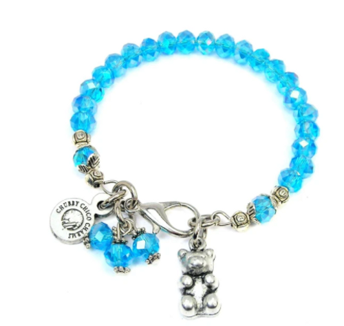 BRACELET, CRYSTAL BEADS, GUMMY BEAR CHARM, Chubby Chico, each