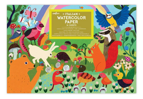 WATERCOLOR PAD, WOODLAND RAINBOW, Eeboo, 16 pages