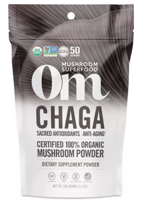 OM MUSHROOM POWDER, CHAGA, Certified Organic - 3.5 oz (100 g)