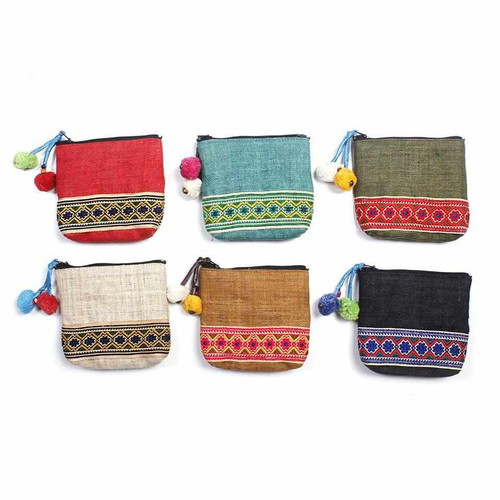 COIN PURSE, HEMP BOHO STYLE, Thailand Fair-Trade, Lumily - Each