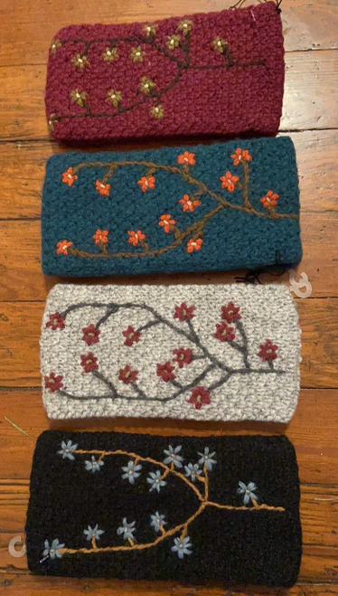 EARWARMERS, EMBROIDERED Alpaca Wool Blend, F/T Andes Gifts - Choose your color