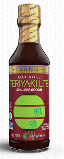 TERIYAKI SAUCE, LITE LESS SALT, SAN J -  10 fl oz GLASS BOTTLE