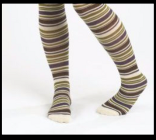 TIGHTS,  GRAPEVINE STRIPE (purple and olive green),  Maggie's - MEDIUM ADULT