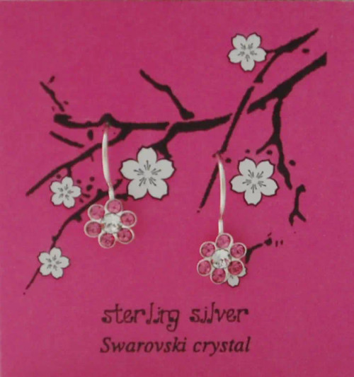 Cherry Blossom French Wire - Crystal Sterling Silver