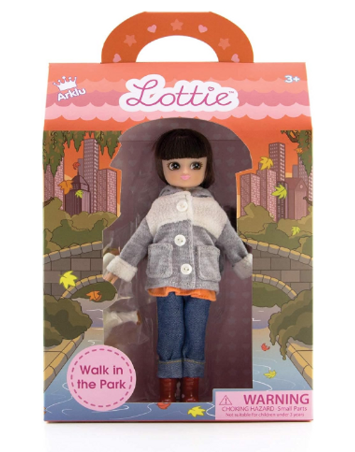 DOLL, LOTTIE AND DOG, A WALK IN THE PARK - 7 INCH TALL DOLL with clothes and dog