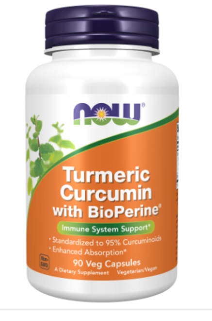 TURMERIC CURCUMIN with BioPerine®, NOW Foods - 90 vcaps *NEW - SALE* Reg. $39.99