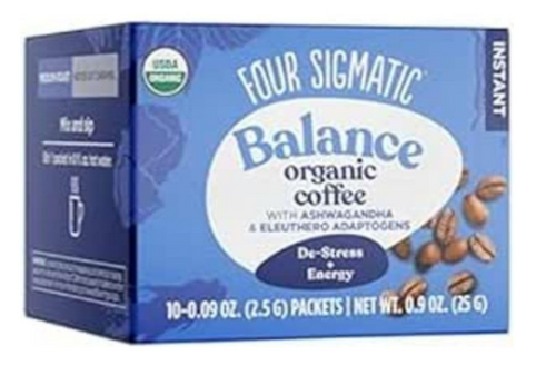 MUSHROOM COFFEE MIX (BALANCE)  De-Stress / Energy, Organic, Four Sigmatic - 10 packets (.9 oz each)