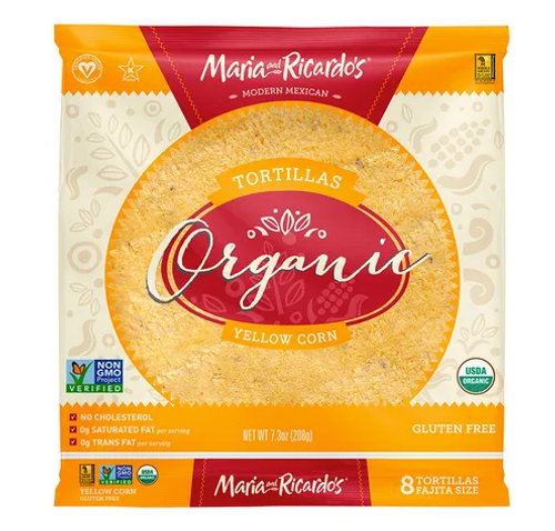 TORTILLAS, YELLOW CORN, Organic Maria & Ricardo - 6IN, 8 CT