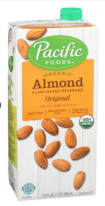 MILK, ALMOND ORGANIC UNSWEETENED ORIGINAL, Pacific Foods - 32 fl oz