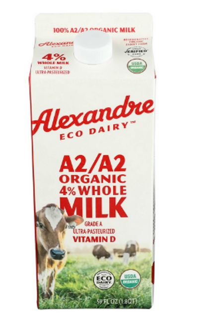 MILK, A2 WHOLE ORGANIC, GRASS FED, Alexandre Eco Dairy  - 64 fl oz