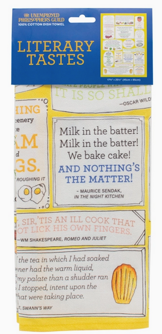 DISH TOWEL, LITERARY TASTES, 100% COTTON, Unemployed Philosophers Guild, 18 x 25 inches