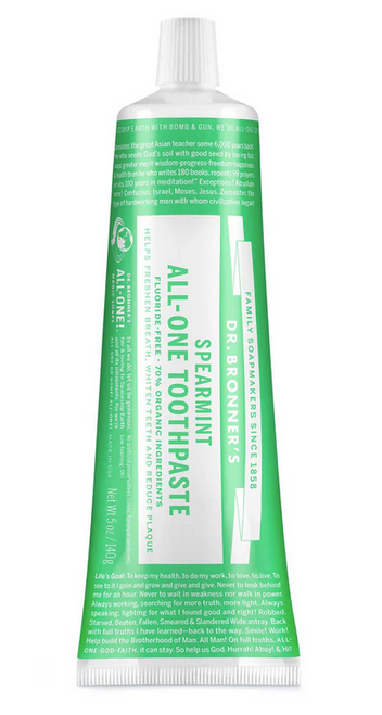 TOOTHPASTE, ALL-ONE, Spearmint, Dr. Bronner's, 5 fl oz