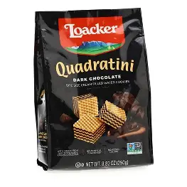 WAFER COOKIES, DARK CHOCOLATE, QUADRATINI, Loacker - 8.82 oz