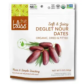 DEGLET NOUR DATES, DRIED & PITTED, Fruit Bliss - 5 oz