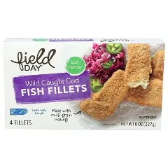 FISH, FILLETS, COD, WILD CAUGHT, BREADED, Field Day - 4 x 8 oz fillets