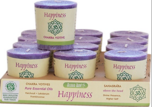 CANDLE, CHAKRA, HAPPINESS, Aloha Bay - Votive *OVERSTOCK SALE* Reg. $2.25