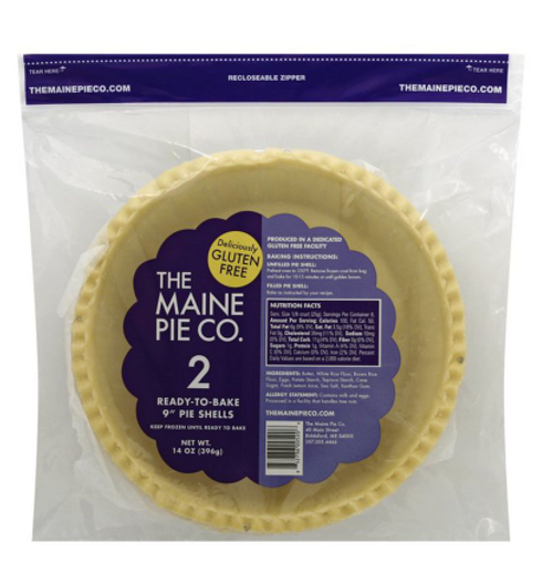 PIE SHELLS,  GLUTEN FREE, Maine Pie, 2 crusts Frozen