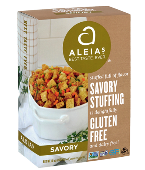 STUFFING MIX, SAVORY G/F D/F,  Aleia's - 10 oz box *SALE* Reg. $.5.75