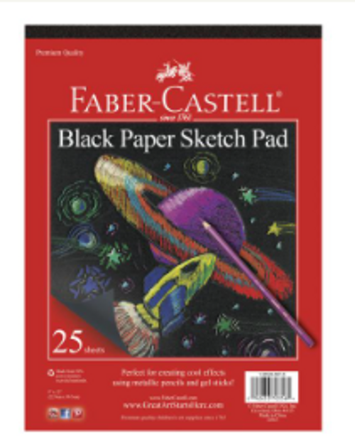 SKETCH PAD, Black Paper, Faber Castell,  25 sheets