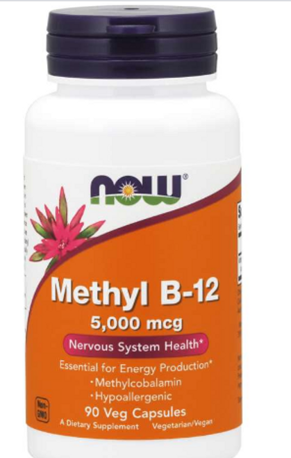 Methyl B-12 5000 mcg  VEGAN, NOW - 90 VCaps