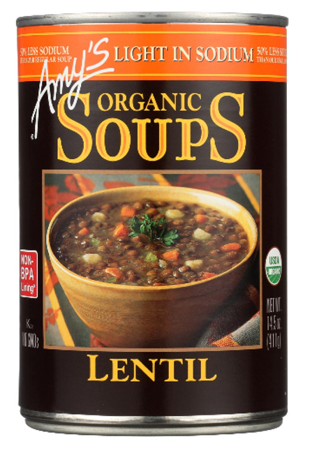 SOUP, LENTIL, lower salt, Organic, Amy's - 14.5 oz can *SALE* Reg. $5.99