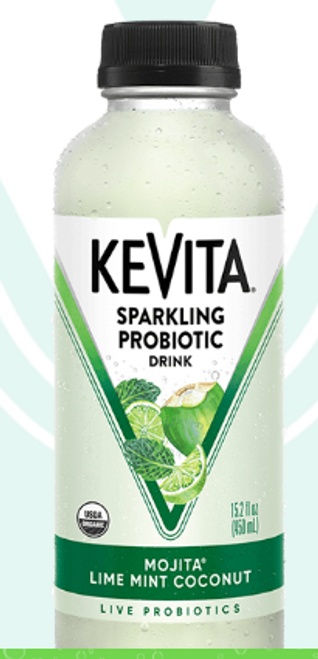 KOMBUCHA TYPE DRINK, MOJITO Lime mint  Sparkling Probiotic, Organic, KEVITA,15.2 fl oz