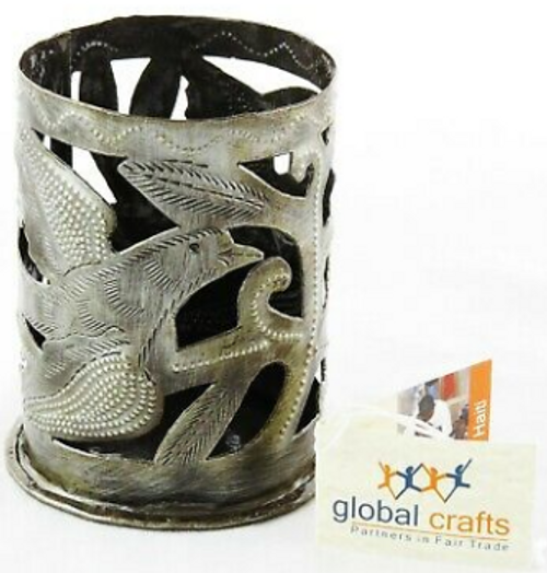 CANDLE HOLDER, Birds in flight, Steel Drum Art, Haiti - EACH