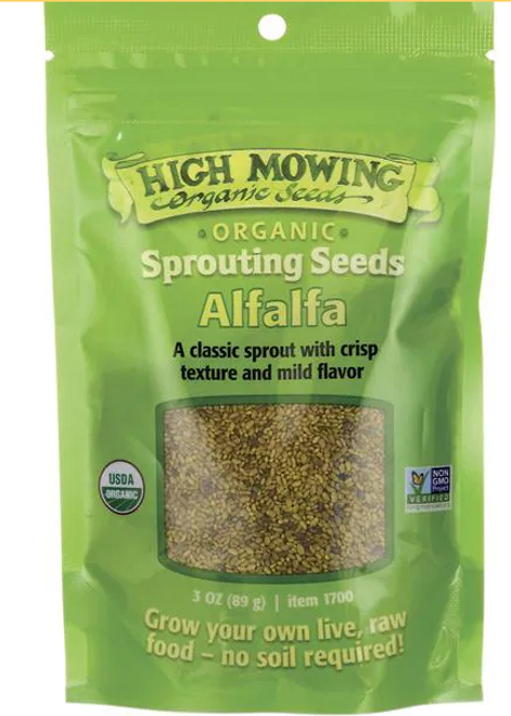 SPROUTING SEEDS, ALFALFA, Organic High Mowing - 3 OZ