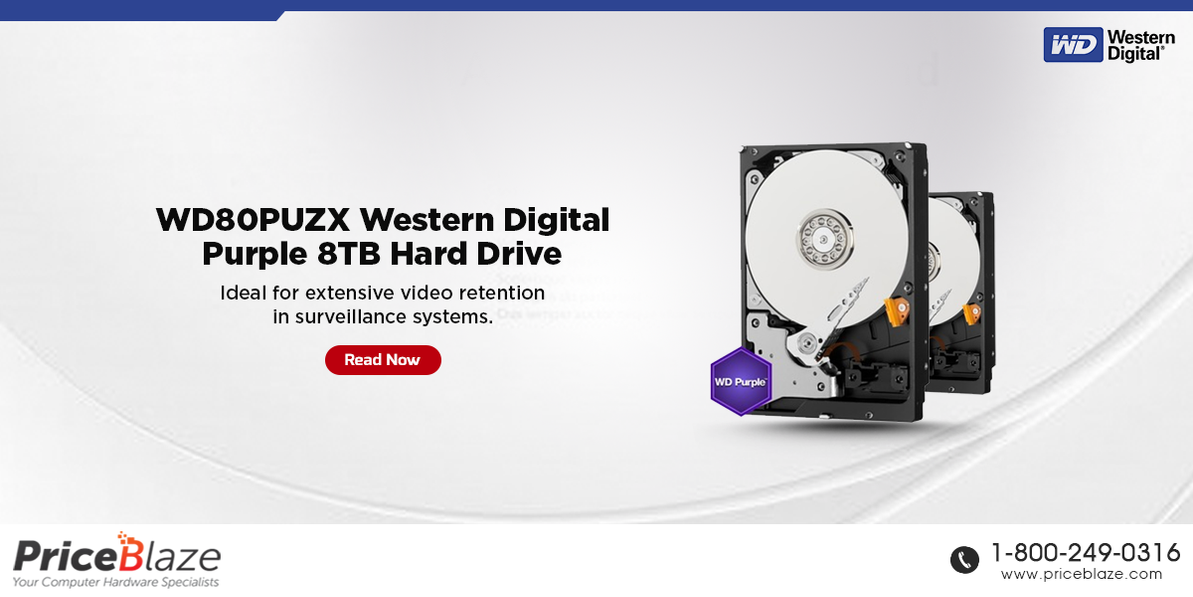 WD80PUZX Western Digital Purple 8TB Hard Drive for Surveillance System