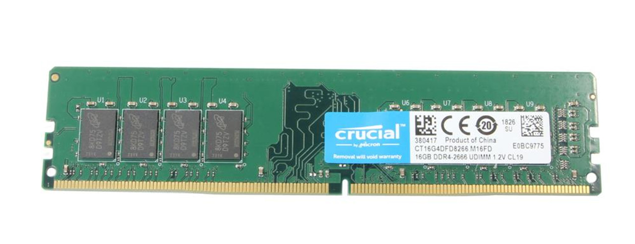 CT16G4DFD8266.M16FD Crucial 16GB PC4-21300 DDR4-2666MHz non-ECC Unbuffered  CL19 288-Pin DIMM 1.2V Dual Rank Memory Module