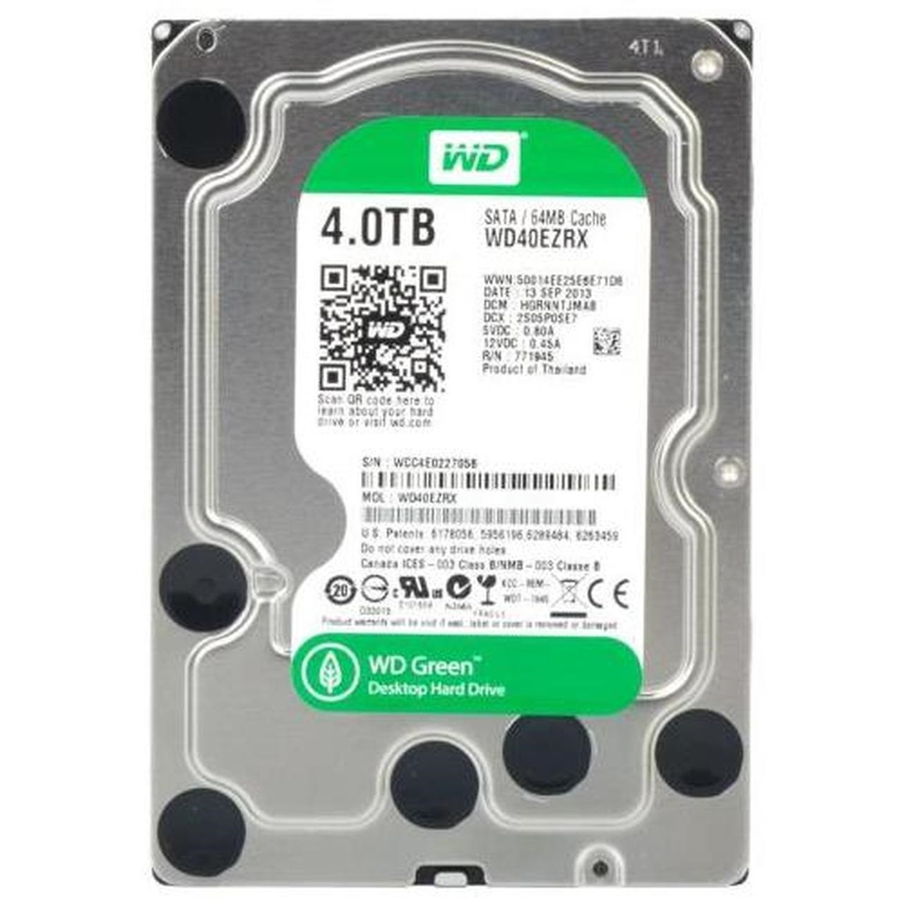 WD40EZRX-22SPEB0 Western Digital 4TB 5400RPM SATA 6.0 Gbps 3.5 64MB Cache  Green Hard Drive