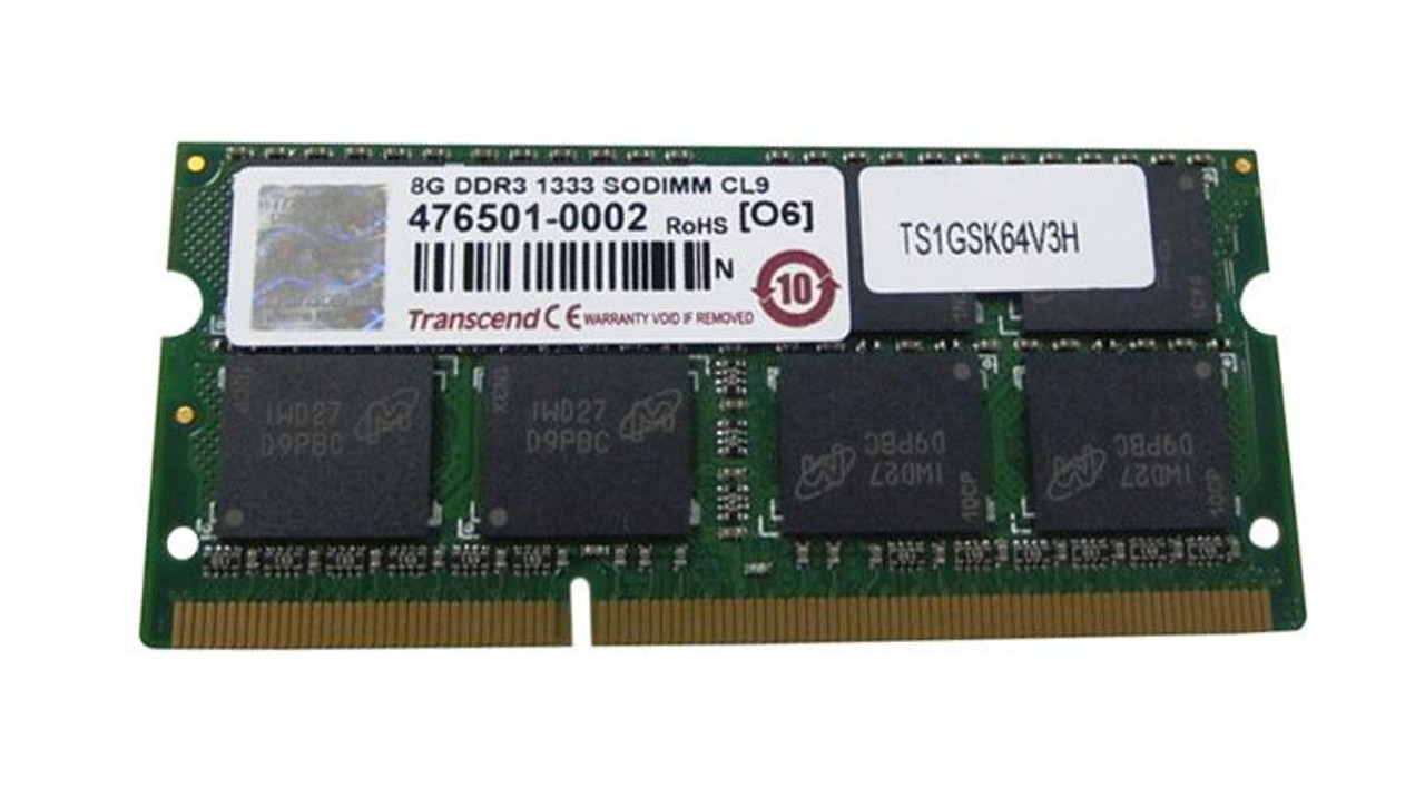 TS1GSK64V3H Transcend 8GB DDR3 SoDimm Non ECC PC3-10600 1333Mhz 2Rx8 Memory