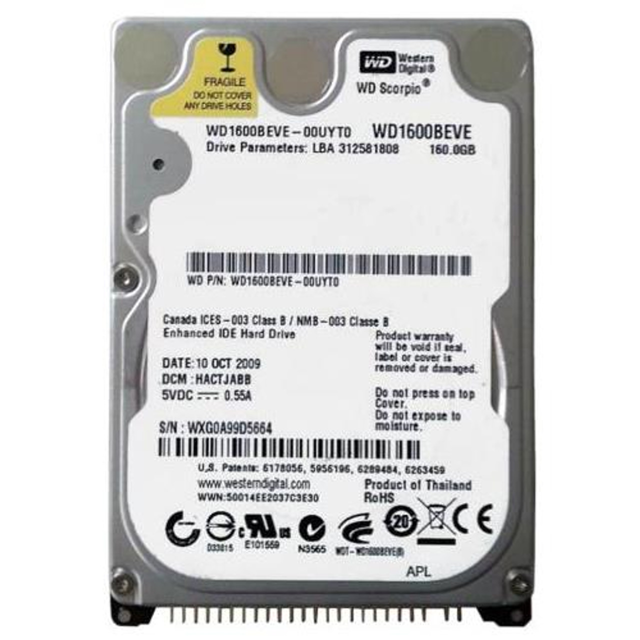 WD1600BEVE-00UYT0 Western Digital 160GB 5400RPM ATA 100 2.5 8MB Cache  Scorpio Hard Drive