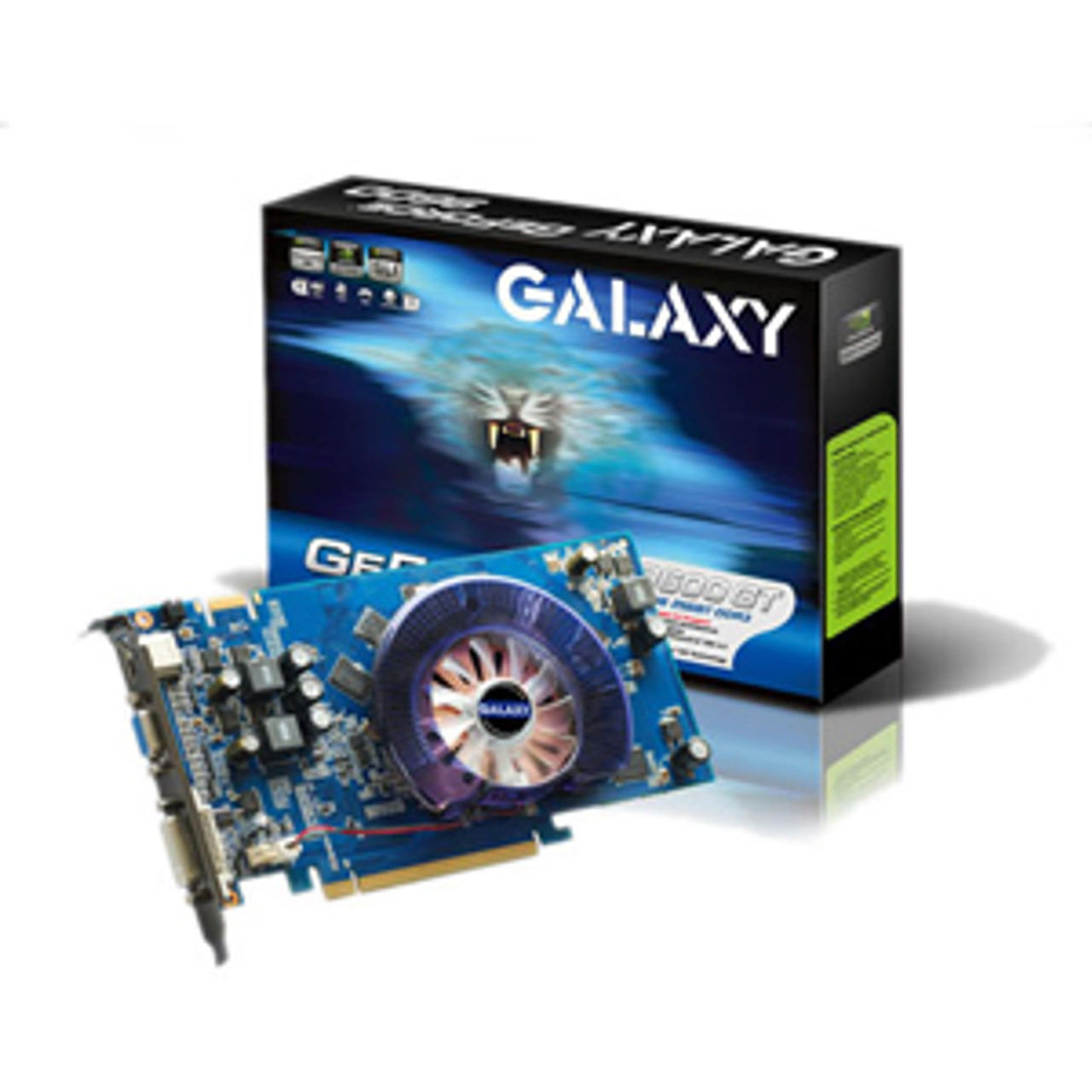 96GGF6HXUEXZ GALAXY GeForce 9600 GT Graphics Card nVIDIA GeForce 9600 GT 650MHz 1GB DDR3 SDRAM 256bit PCI Express 2.0 x16 DVI HD 15 HDMI Retail