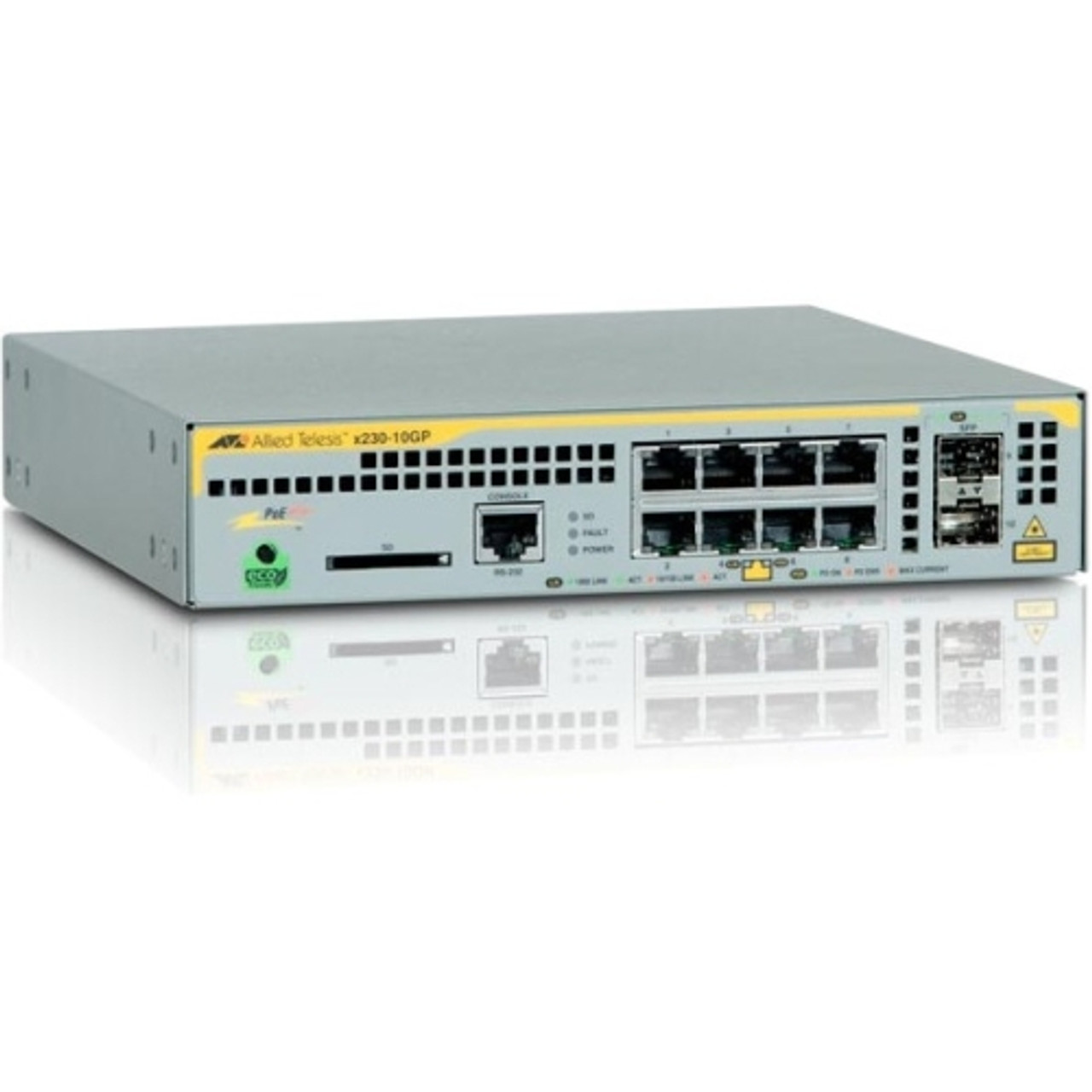 AT-X230-10GP Allied Telesis 8-Ports 10/100/1000Base-T PoE+ Layer 2 Switch  with 2x SFP Ports (Refurbished)