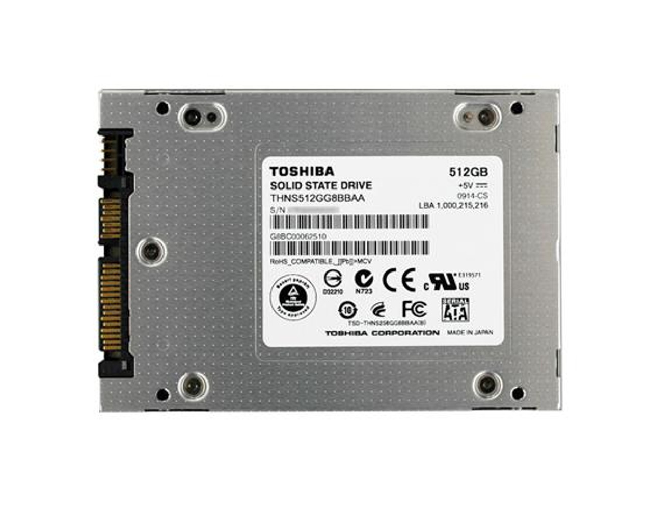 THNS512GG8BBAA Toshiba SATA 3.0 Gbps 512GB Solid State Drive