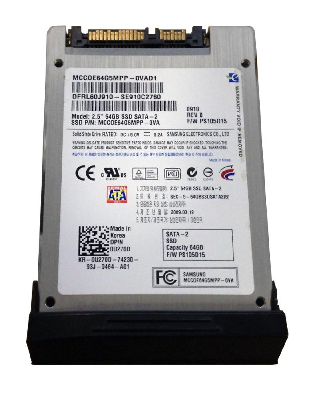 Mcc0e64g5mpp 0va Samsung Ps410 Series 64gb Slc Sata 3gbps 2 5 Inch Internal Solid State Drive Ssd