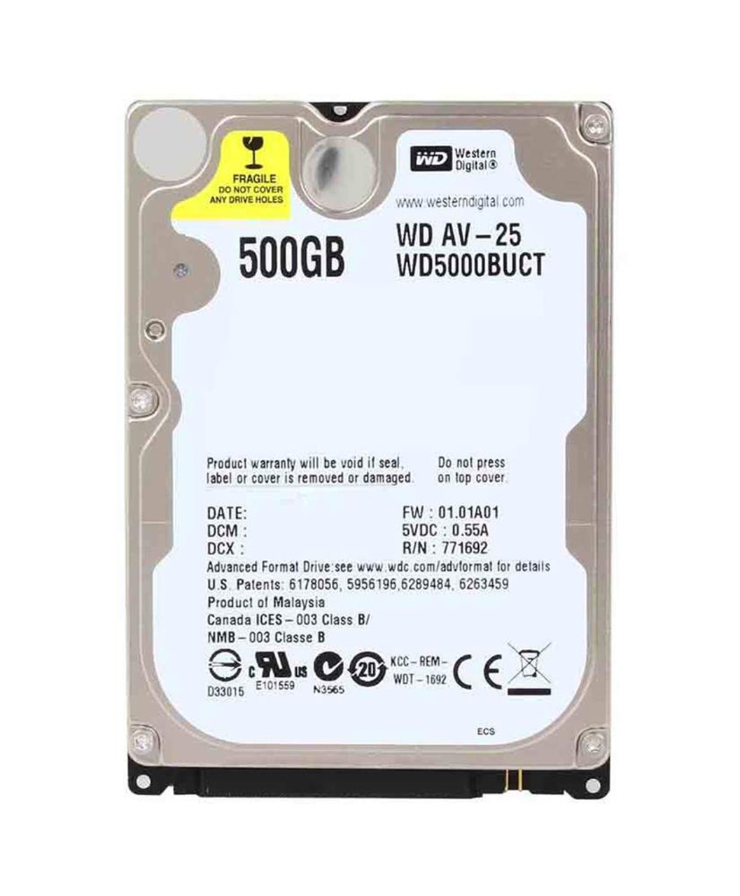 WD5000BUCT-57LS5Y1 Western Digital AV-25 500GB 5400RPM SATA 3Gbps 16MB  Cache 2.5-inch Internal Hard Drive