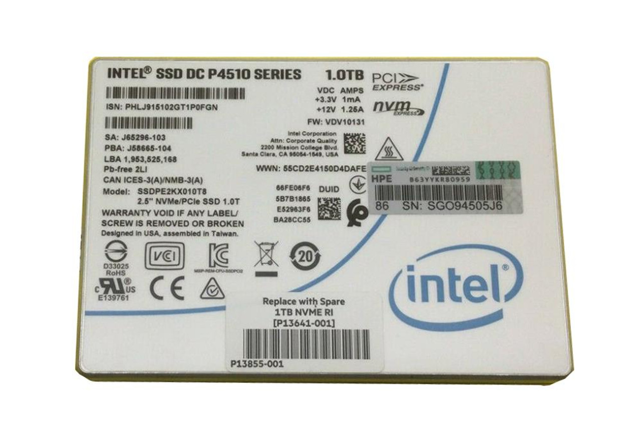 Intel 1TB U.2 P4510 SSD 2.5 PCIE 3.1 X4-