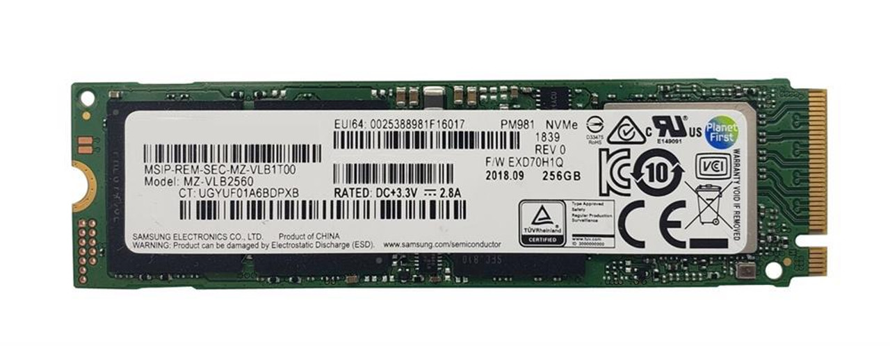 MZVLB256GB Samsung PM981 Series 256GB TLC PCI Express 3.0 x4 NVMe (AES